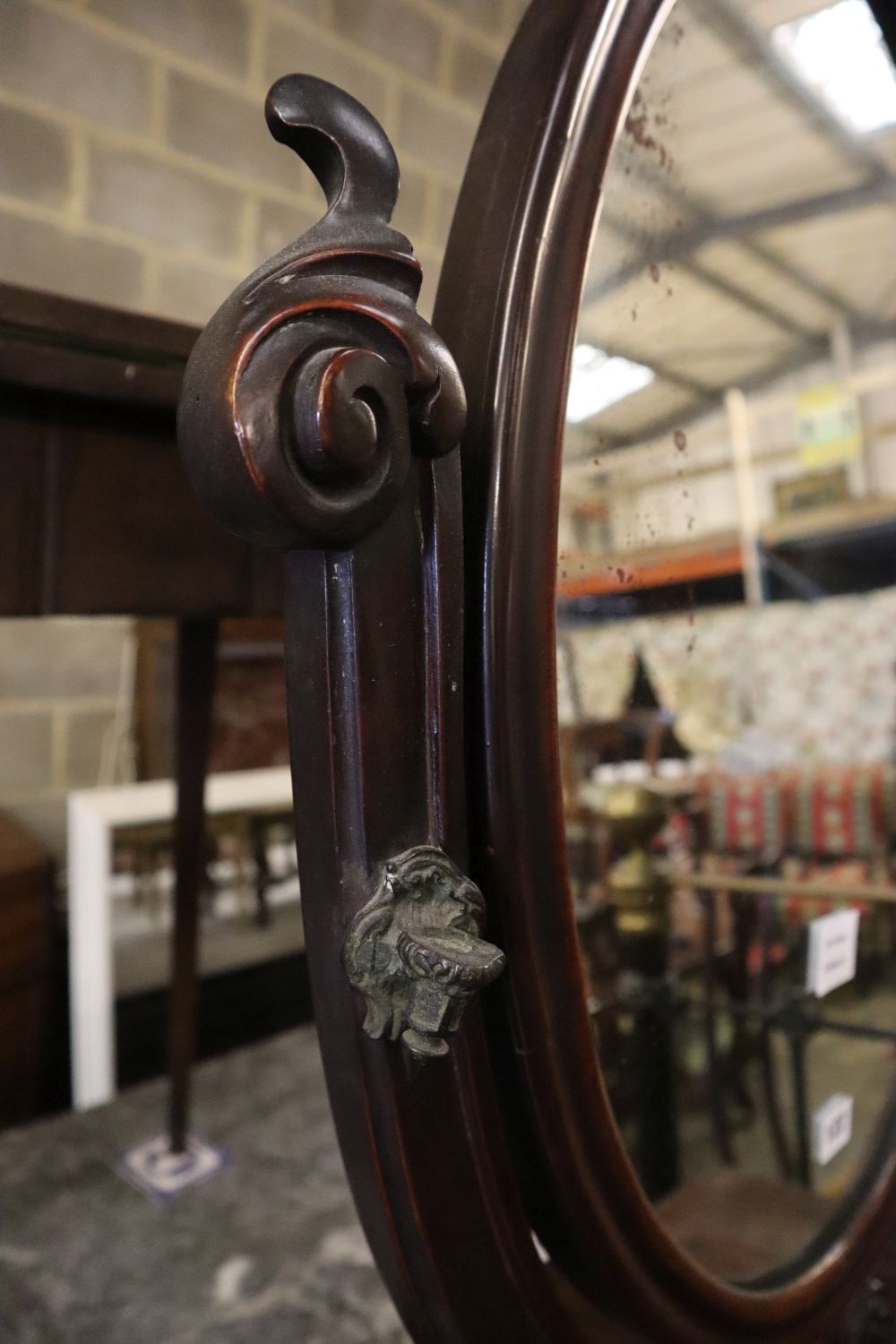 A Victorian mahogany toilet mirror, width 65cm, height 82cm